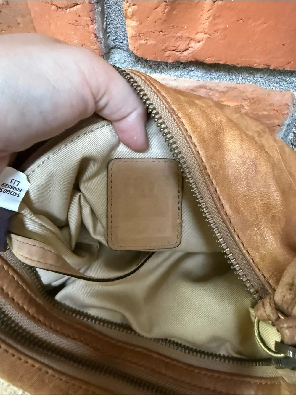 Frye Tan Leather Crescent Shoulder Bag with Adjustable Strap